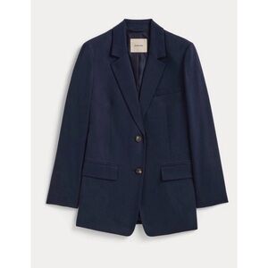 Everlane The Tencel Oversized Buttersmooth Blazer in Navy Blue Size 14 MSRP $198